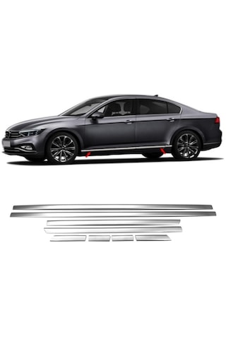Vw Passat B8.5 2019 Ve Üzeri Krom Yan Kapı Çıta 8 Prç P.çelik