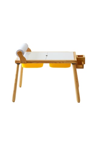 Woodnjoy Ahşap Duyusal Çocuk Aktivite Masası + Rulo Kağıt - Sarı
