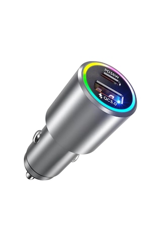 53w Type-c Usb Hızlı Şarj Pd Fast Rgb Araç Şarj Kiti Iron Zinc Araç İçi Şarj Aleti Çakmaklık
