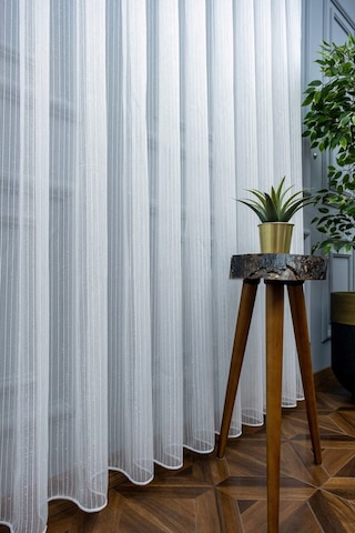 Evdepo Home Çizgili Tül Perde Krem