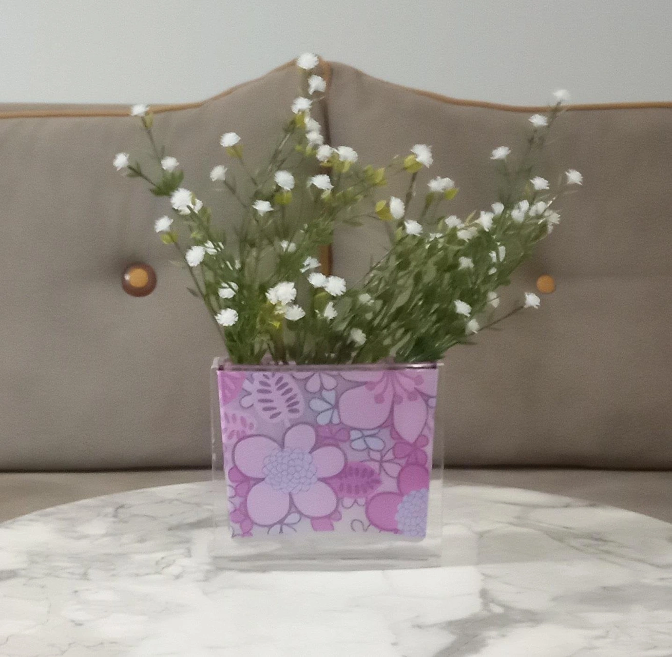 2 Adet Vazo Dahil,vazoda Çiçek,beyaz Yapay Çiçek,vazo Dekoratif Pembe Çiçekli 10x15x3cm Çok Renkli