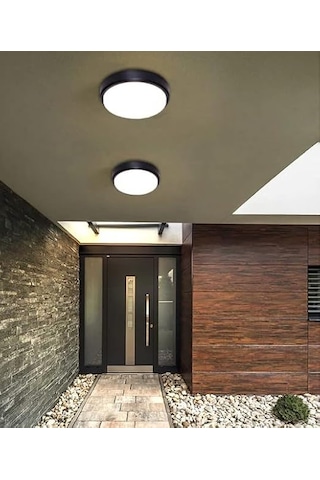 15w Artos Siyah Led Nem Su Geçirmez Banyo Bahçe Balkon Modern Tavan Duvar Lambası Beyaz Işık 6500k Ip65 Dış Mekan