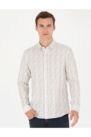Pierre Cardin Erkek Haki Desenli Gömlek 50273552-vr027 Haki