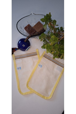 Konfor Sarı Biyeli Kese Seti-2 Adet-cırtlı Kese-cırt Cırt Yapı