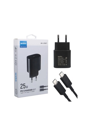 Weko Wk-27877 Note10 Siyah 25 Watt Şarj Başlık Adaptörü + Type-c To Type-c Kablo Diğer