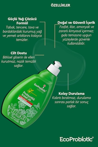 Probiyotikli Bulaşık Jeli 400 Ml Temiz İçerikli, Çevre Dostu, Ağır Kimyasal İçermez