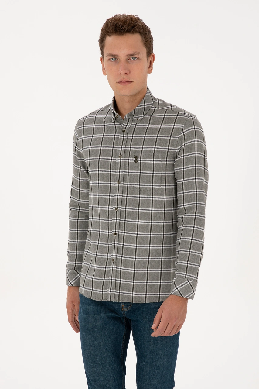 U.s. Polo Assn. Erkek Koyu Yeşil Gömlek Desenli 50308563-vr079 Koyu Yesıl