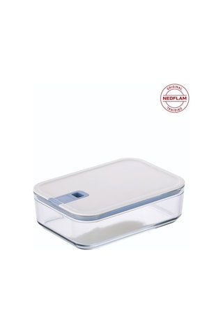Neoflam Perfect Seal Dikdörtgen Cam Saklama Kabı Bej 2300 ML Bej