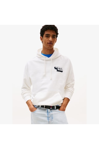 Tommy Hilfiger Tommy Jeans Stack Logo Erkek Beyaz Sweatshirt Dm0dm21625 BEYAZ