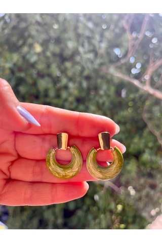 Yeşil Gold Küpe Altın - Yeşil