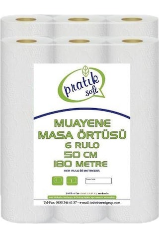 Pratiksoft Muayene Masa Sedye Örtüsü 50 Cm 6 Rulo 180 M