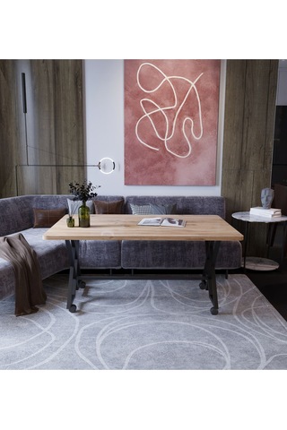 Makbulce Reyyan Orta Sehpa Siyah Metal Ayak Tekerlekli Atlantik Çam