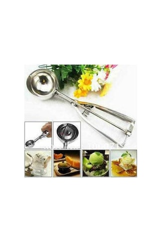 Dondurma Kaşıgı Tetikli Dondurma Kepçesi 5 Cm Çapında Gümüş