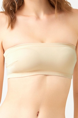 Bej Straplez Crop Top Büstiyer Bej