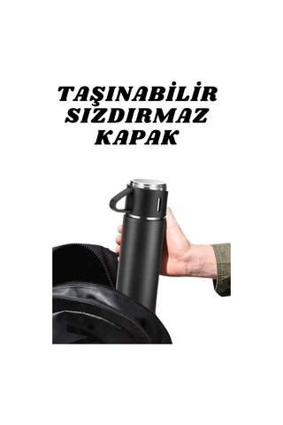 3 Bardaklı Termos Seti Taşınabilir Sızdırmaz Isı Koruyucu Çok Renkli