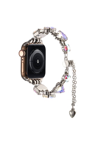 Apple Uyumlu Watch 44mm Kordon Renkli Taşlı Tasarımlı İnce Şık Kordon 115