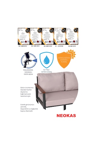 Neokas Balkon Mobilyası, Bahçe Takımı, 1+1+masa, Kafe Koltuğu, Bekleme Alanı Koltuğu Beyaz