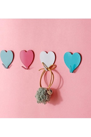 Dancemonkey Cbtx E711 12 Adet Demir Duvara Monte Kalp Şekilli Yapışkan Askılar - Gümüş Renk Gümüş