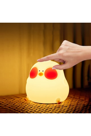 Tavuk Gece Lambası Silikon Civciv Yatak Başucu Bebek Lambası Renk Değiştiren Gece Lambası Bebek Kız Erkek Kadın Yatak Odası Dekoru