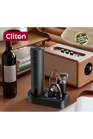 Atay Garage Otomatik Tirbuşon Şarap Şişe Aktarması Vakum Tıkacı Ve Saklama Ünitesi Siyah