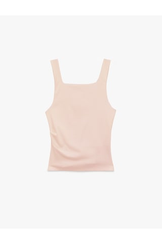 Koton Pamuklu Kare Yaka Drapeli Kolsuz Bluz Pembe 6sal30087ık Gül
