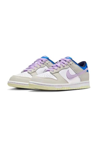 Nike Dunk Low Gs Leather Unisex Sneaker Hakiki Deri Beyaz Mor Günlük Spor Ayakkabı Mor - Pembe - Beyaz