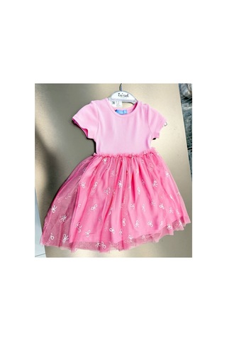 Poala Kids Fiyonklu Tül Elbise Pembe