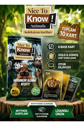 Mythos Cards Nice To Know Animals Koleksiyon Kartları 10'lu Paket Eğitici Ve Öğretici Kart Oyunu