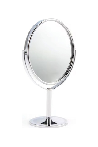 Oval Masaüstü Ayaklı 360 Dönebilen, İşyeri, Seyahat İçin Mini Krom Ayna 15x25cm Diğer