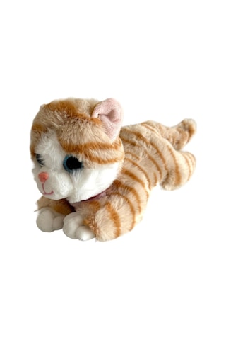 Sesli Yatan Miyavlayan 25 Cm Peluş Kedi Oyuncak - Kahve Kahve