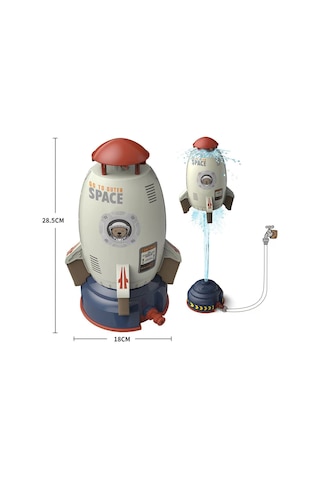 Youmex Uzay Roketi Şekilli Dışarıda Su Spreyi Oyuncağı Çocuklar İçin Dönen Su Atan Oyuncak Taşınabilir Dış Mekan Su Oyuncakları