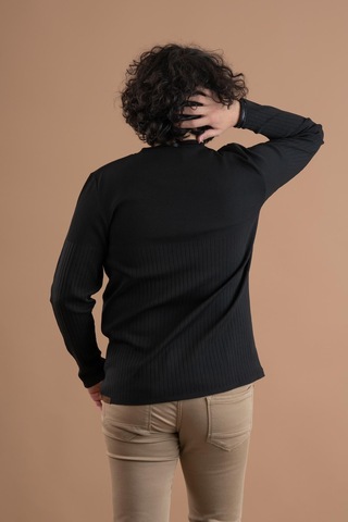 Bisiklet Yaka Likralı Microfilament Kumaş Slimfit Erkek Sweatshirt Siyah