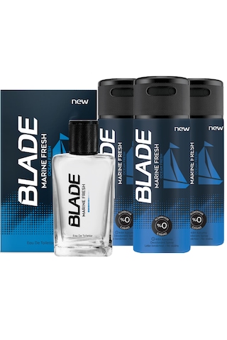 Blade Marine Fresh Erkek Parfüm EDT 70 ML + Marine Fresh Erkek Sprey Deodorant 3 x 150 ML