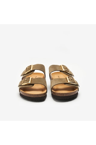 Planet Terlik Kadın 17b8 Frau Suede Double-strap Sliders Bej