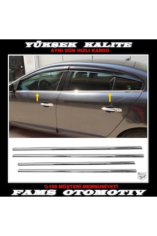 Renault Fluence Krom Cam Çıtası 4 Prç. 2010 ve Üzeri P. Çelik