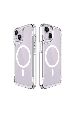 Apple Uyumlu iPhone 14 Plus Kılıf Case, Magnet Magsafe Şarj Özellikli Şeffaf Magnet Magsafe Transparent Cover