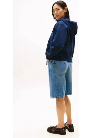 Tommy Hilfiger Kadın Yazı Baskılı Pike Fermuarlı Kapüşonlu Mavi Sweatshirt Ww0ww45742c1g Mavi