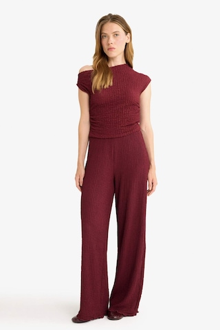 Defacto Wide Leg Geniş Bol Paça Bürümcük Pantolon D3570ax25aubr237 Bordo