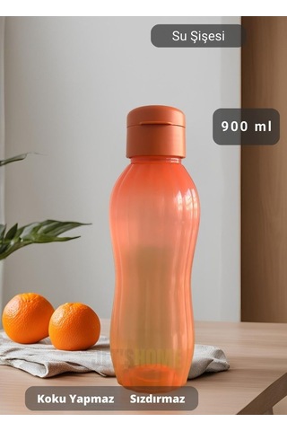 Su Şişesi Sızdırmaz Kapak Okul Matarası Bpa Free Suluk Orta Boy Kokusuz Matara Turuncu 900 Ml Turuncu