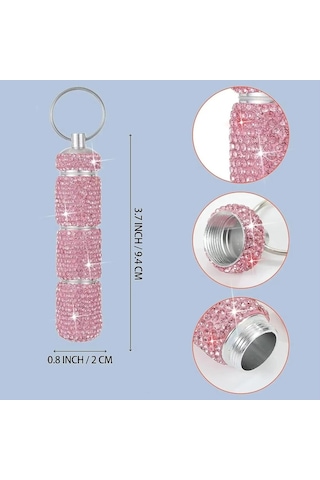3'ü 1 Arada Bling Hap Kutusu Taşınabilir Mini Yapay Elmas Hap Kutusu 3 Bölmeli Ins Style Küçük Hap Tutucu Seyahat Düzenleyici Pembe,