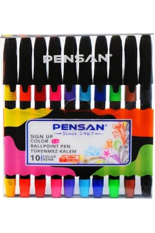 Pensan Tükenmez Kalem Çok Renkli 10'lu