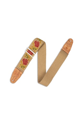 Levy's Leathers Pembe Baskılı Kenevir Gitar Askısı, 5,1 Cm, Doğal Kenevir Dokuma Üzerinde 2 Katmanlı Mantarlı Mh8p-009