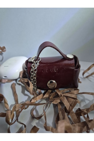 Gogo Charm Çanta Aksesuarı Mini Çanta Hakiki Deri Rugan Bordo