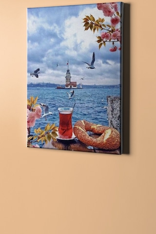 Webstyle Üsküdar Da Çay Simit Sayılarla Boyama Seti Kasnaklı 40x50 Cm