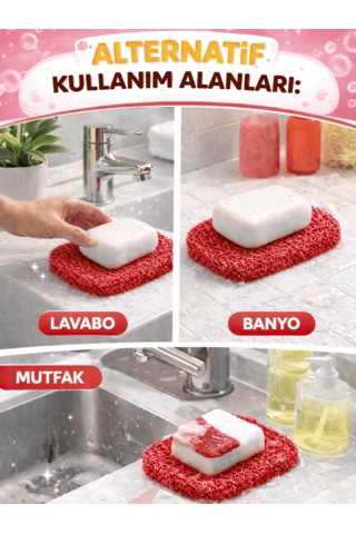 Beylini Sabun Altlığı Kalıp Sabunluk Pvc Kıvırcık Kaydırmaz Lavabo Banyo Mutfak Sabun Altı Stand 7x11 Cm Kırmızı