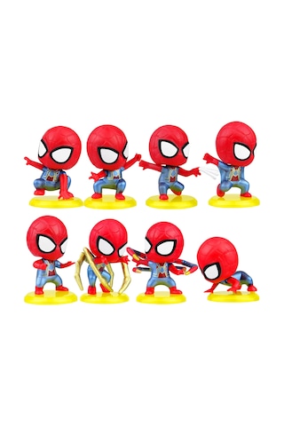 Spiderman - Örümcek Adam 8 Li Tam Set Oyuncak Figür Pasta Süsü Spider-Man