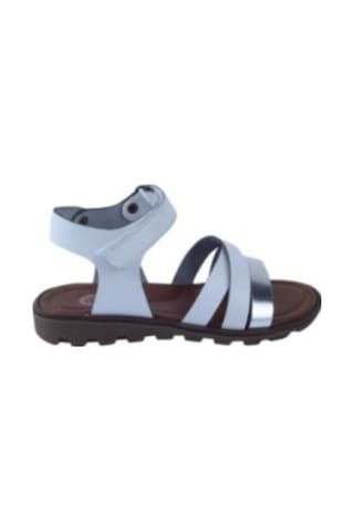 Raduno 0328 Bantlı Kız Çocuk Beyaz Sandalet 26-30 Gümüş