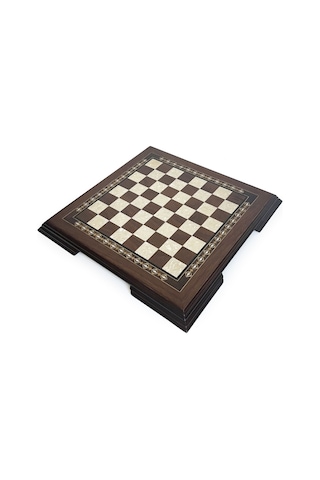 Flat Ayaklı Ahşap Satranç Tablası Küçük Ceviz 35x35cm