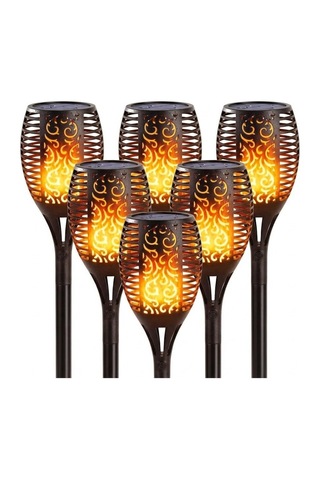 Luve Store 4'lü Solar Alev Efektli Led Bahçe Lambası Ip65 Güneş Enerjili Peyzaj Aydınlatma