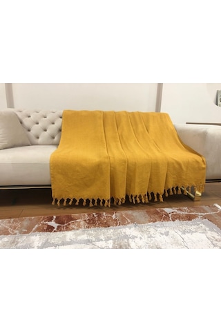 Hardal Koltuk Örtüsü Balık Sırtı Desen 180 210 Hardal